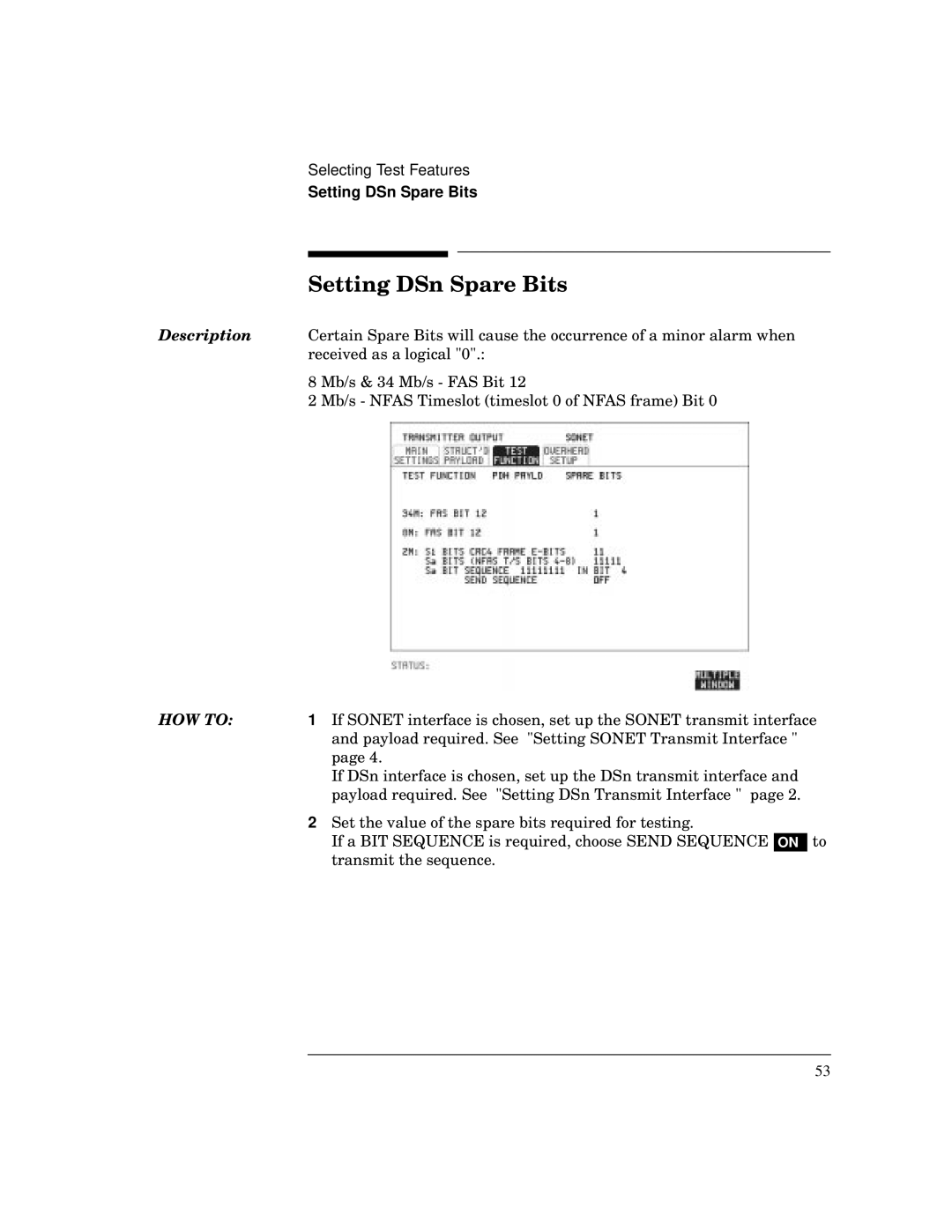 HP BER 718 37718A manual Setting DSn Spare Bits 