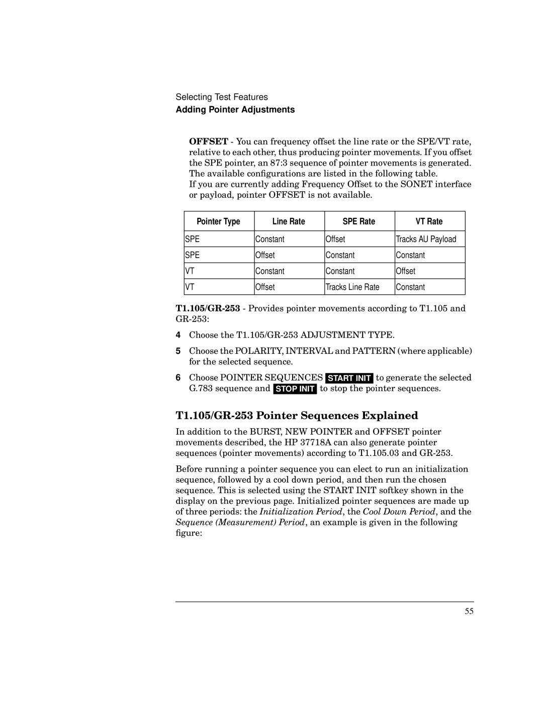 HP BER 718 37718A manual T1.105/GR-253 Pointer Sequences Explained 