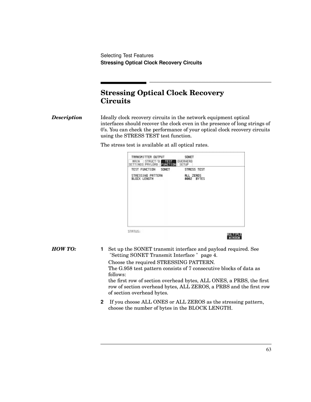 HP BER 718 37718A manual Stressing Optical Clock Recovery Circuits 