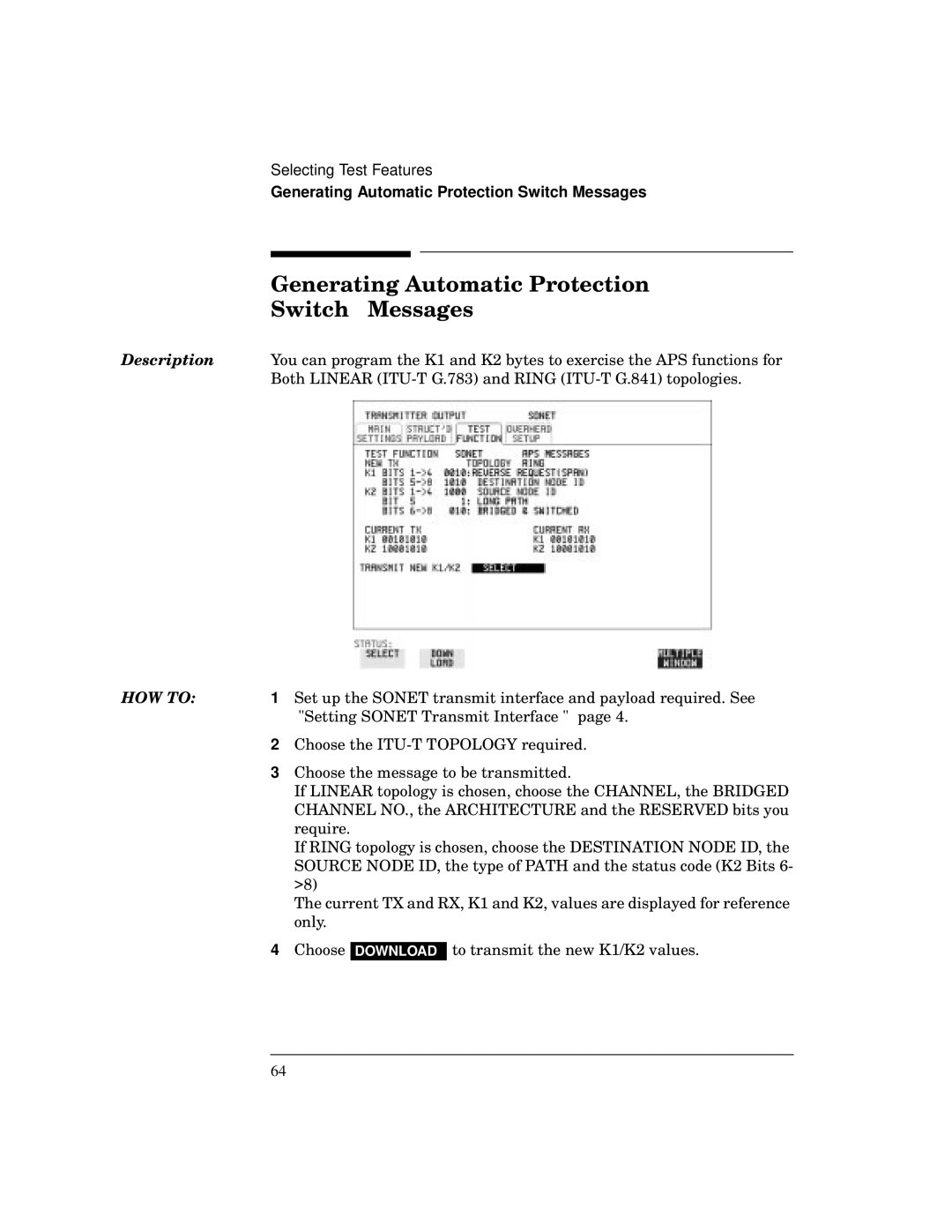 HP BER 718 37718A manual Generating Automatic Protection Switch Messages 