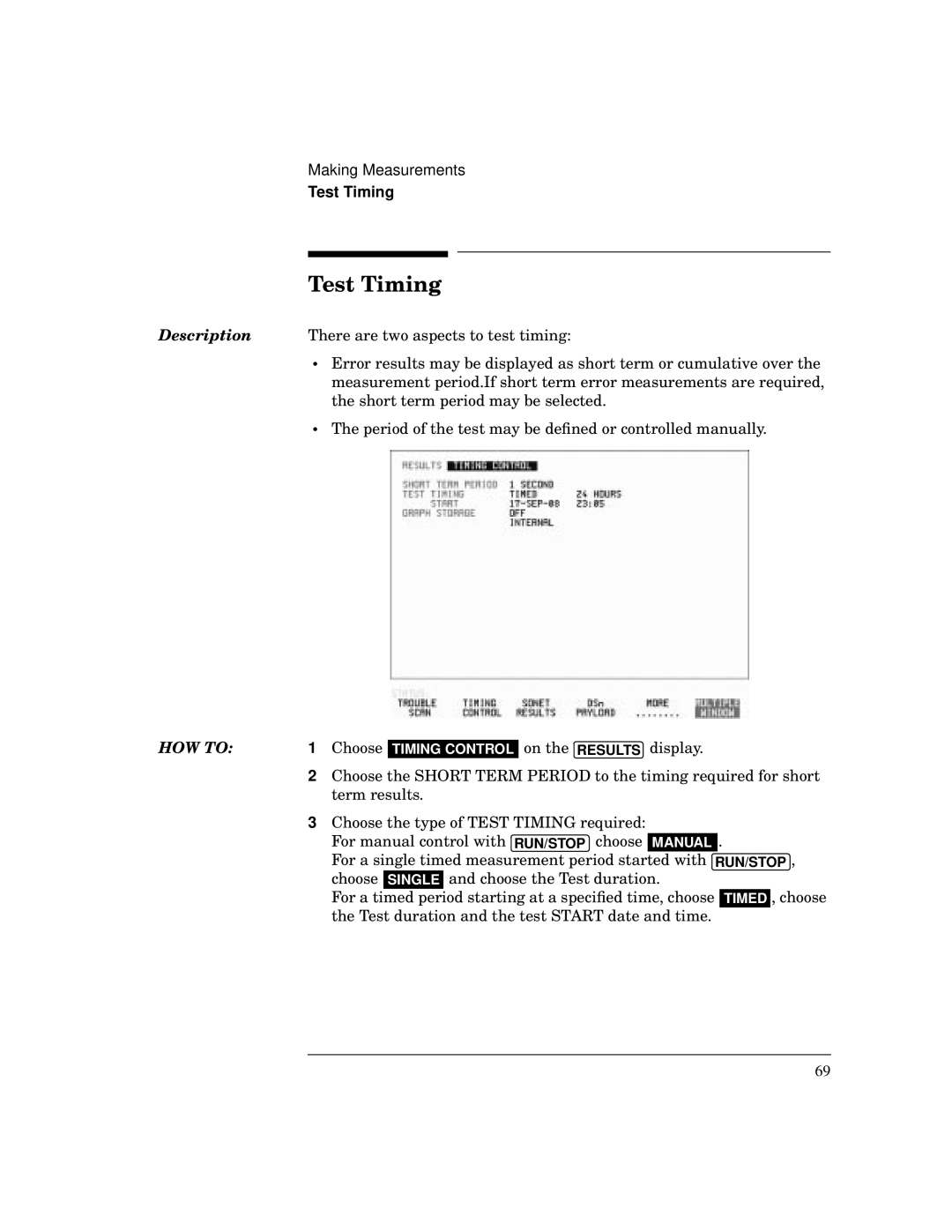 HP BER 718 37718A manual Test Timing 