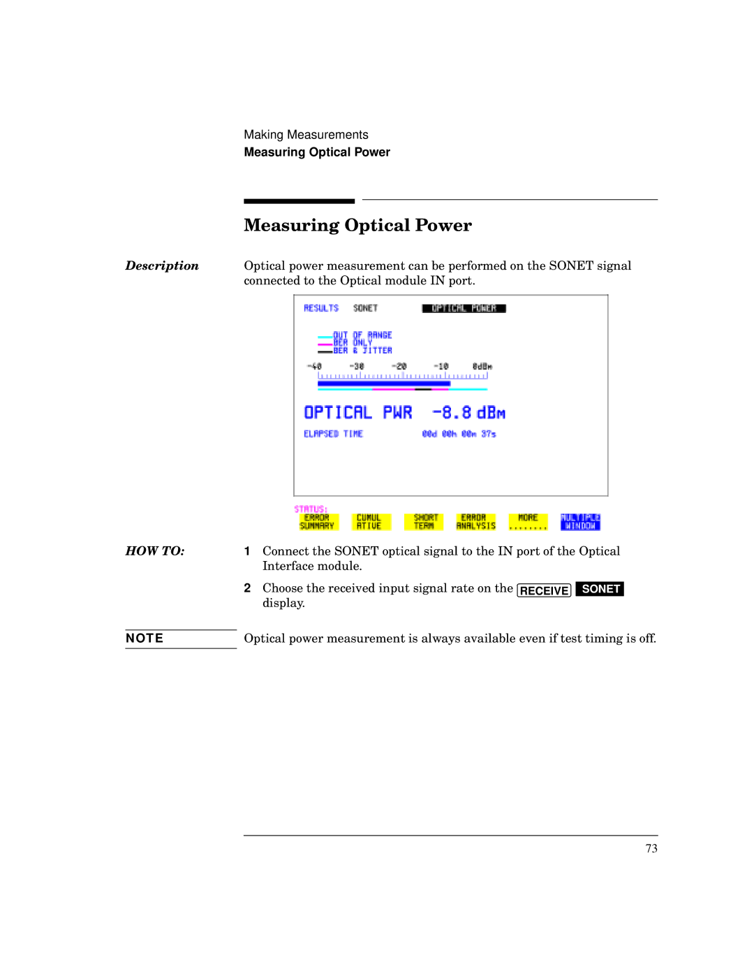 HP BER 718 37718A manual Measuring Optical Power 