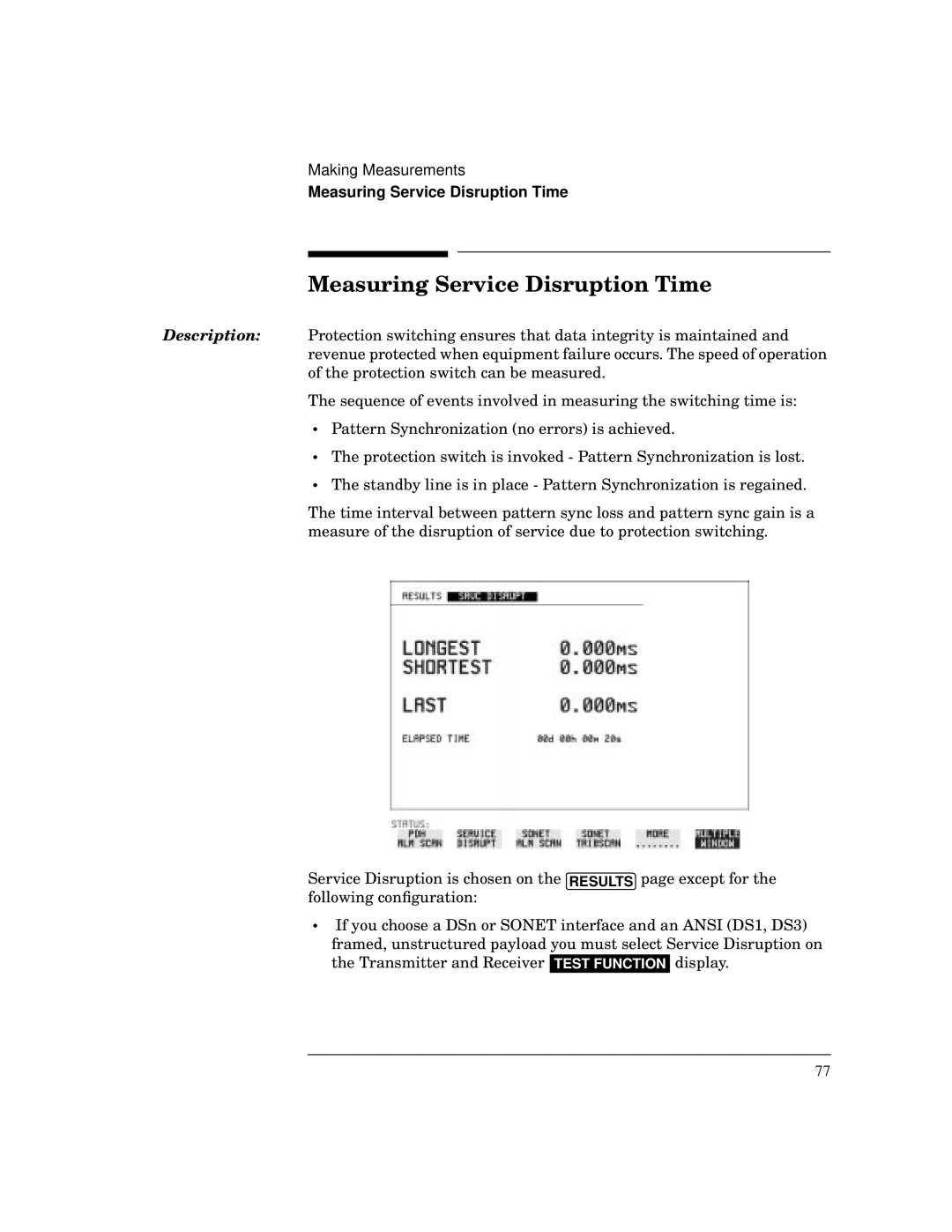 HP BER 718 37718A manual Measuring Service Disruption Time 