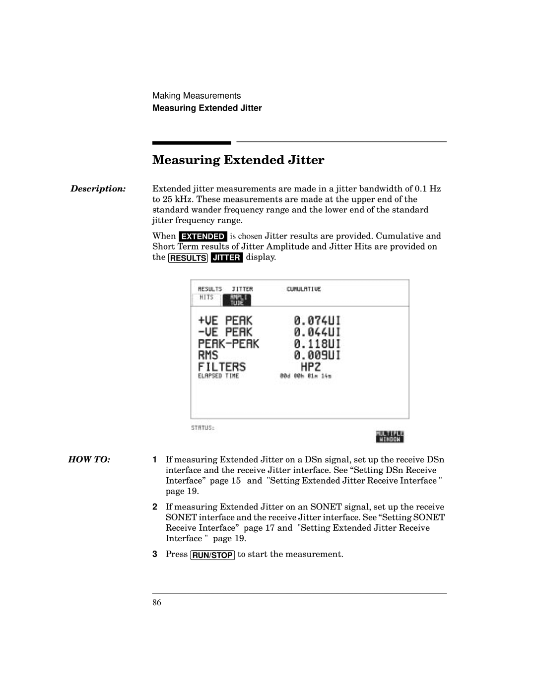 HP BER 718 37718A manual Measuring Extended Jitter 