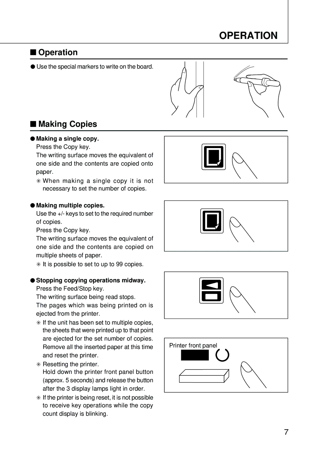 HP WPP manual Operation, Making Copies, Making a single copy, Making multiple copies, Stopping copying operations midway 