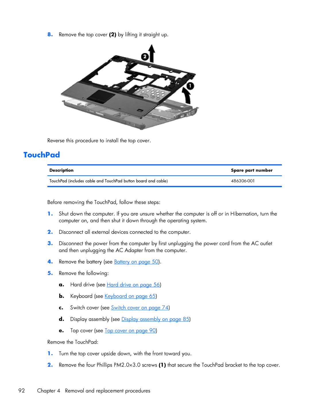 HP BJ840USABA, FN010UTABA manual TouchPad 