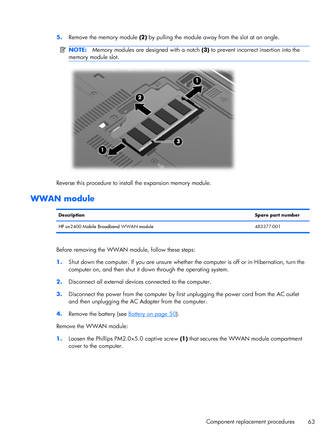 HP FN010UTABA, BJ840USABA manual Wwan module 