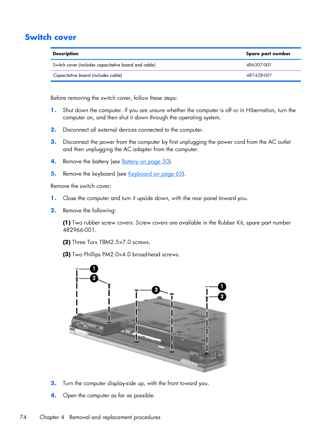 HP BJ840USABA, FN010UTABA manual Switch cover, Description Spare part number 