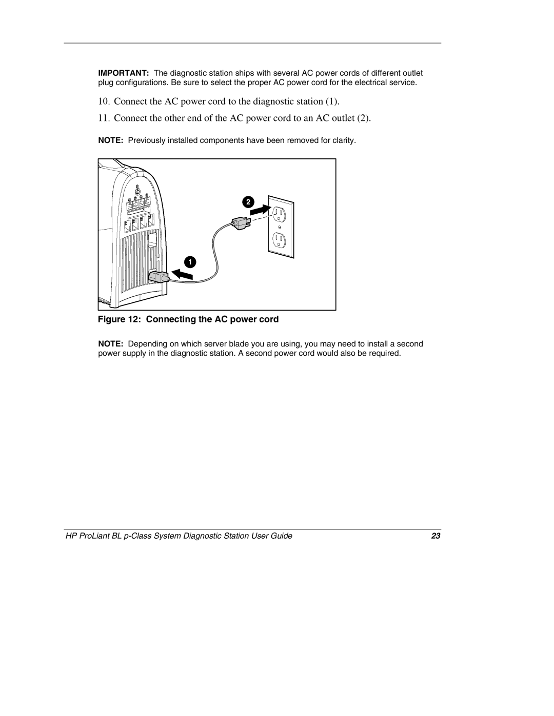 HP BL p-Class System 230859-004 manual Connecting the AC power cord 