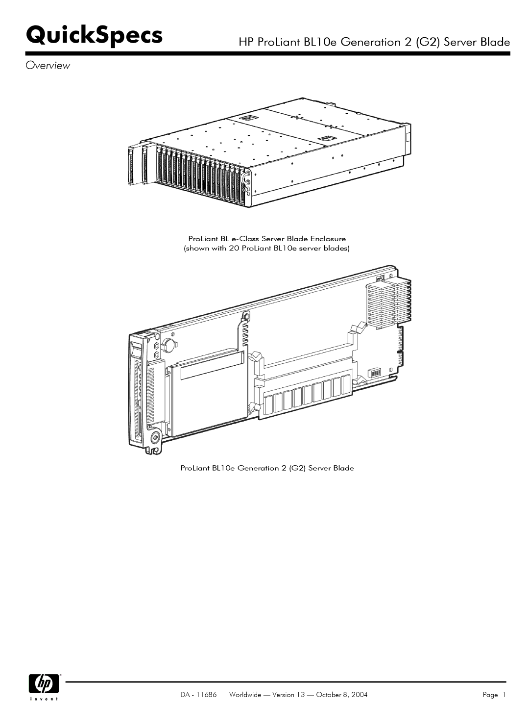 HP BL10e manual QuickSpecs, Overview 