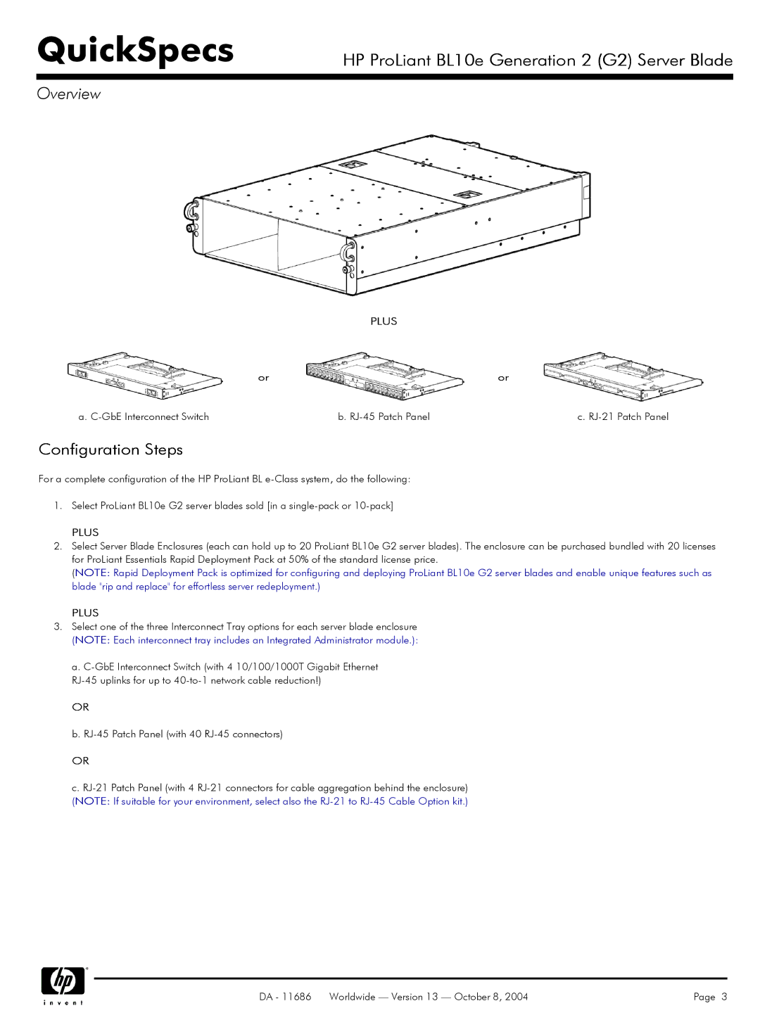 HP BL10e manual Configuration Steps 