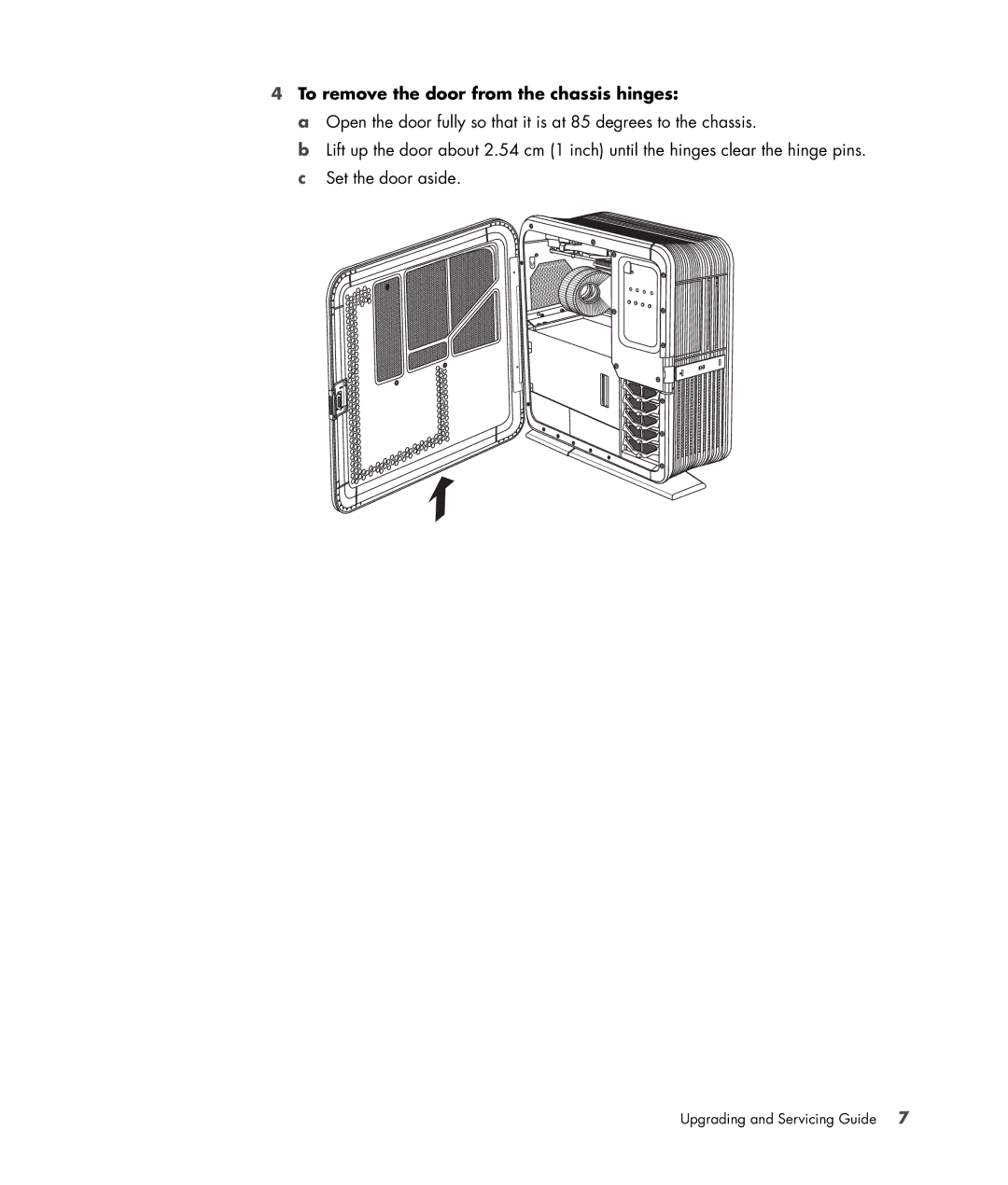 HP Blackbird 002-01A Gaming System, Blackbird 002-21A Gaming System manual To remove the door from the chassis hinges 