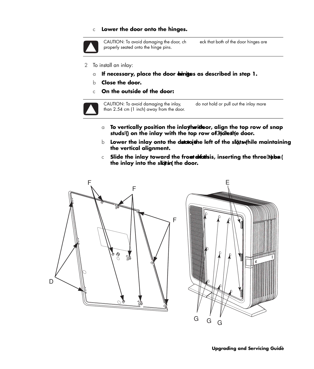 HP Blackbird 002-01A Gaming System, Blackbird 002-21A Gaming System manual To install an inlay 