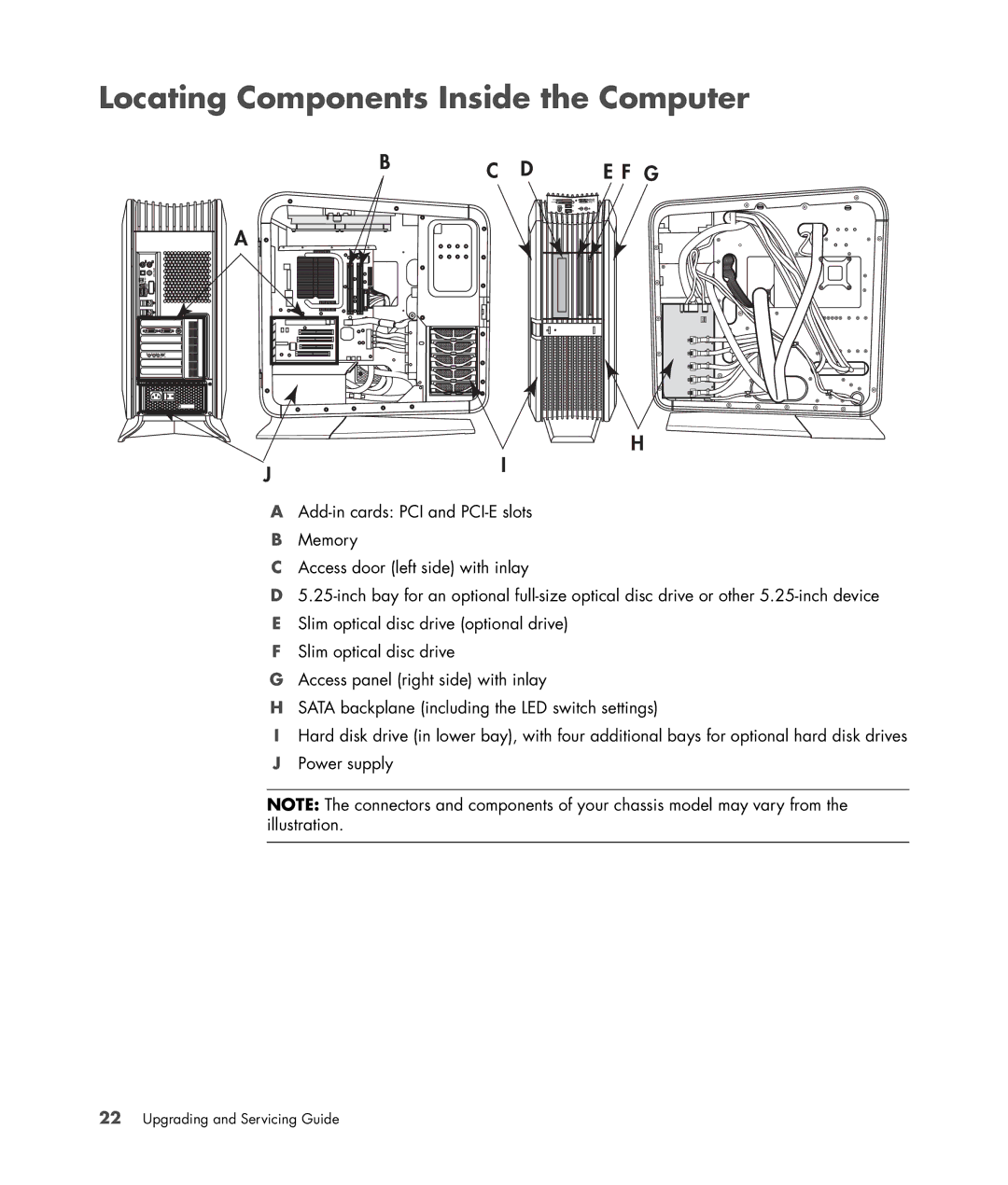 HP Blackbird 002-21A Gaming System, Blackbird 002-01A Gaming System manual Locating Components Inside the Computer 