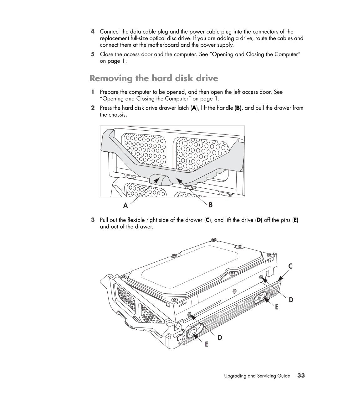 HP Blackbird 002-01A Gaming System, Blackbird 002-21A Gaming System manual Removing the hard disk drive 