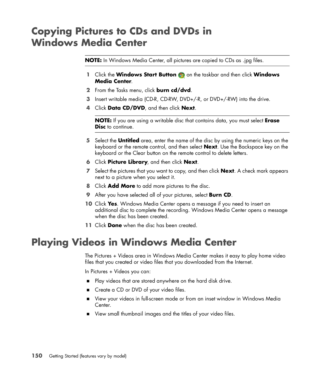 HP Blackbird 002-21A Gaming System, Blackbird 002-01A Gaming System Copying Pictures to CDs and DVDs Windows Media Center 