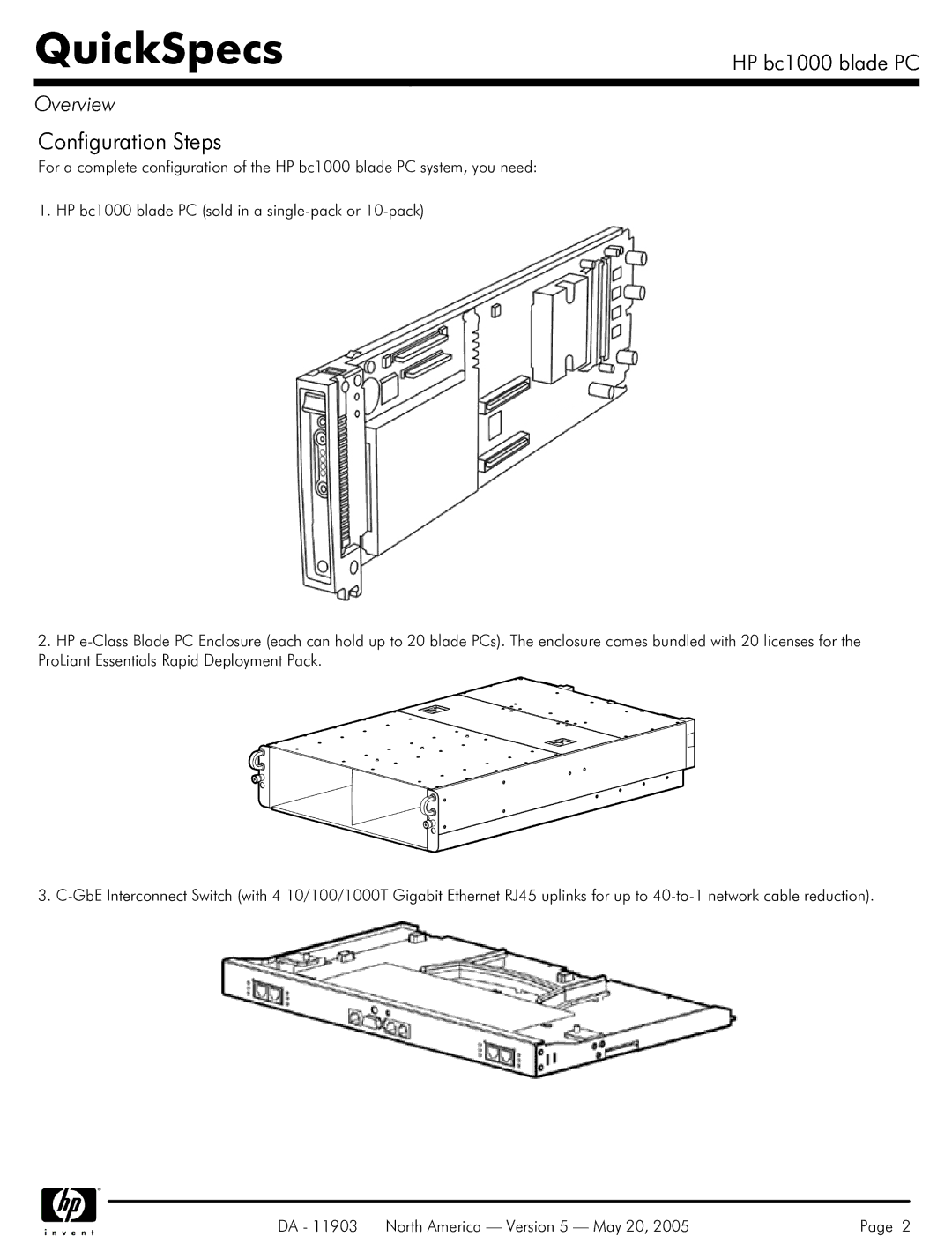 HP blade bc1000 manual Configuration Steps 