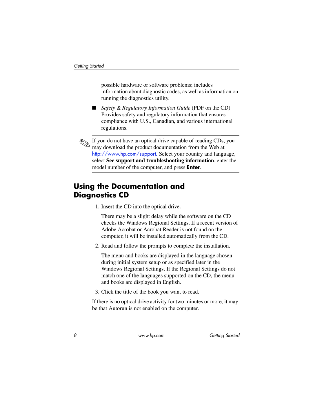 HP Blade Client manual Using the Documentation Diagnostics CD 