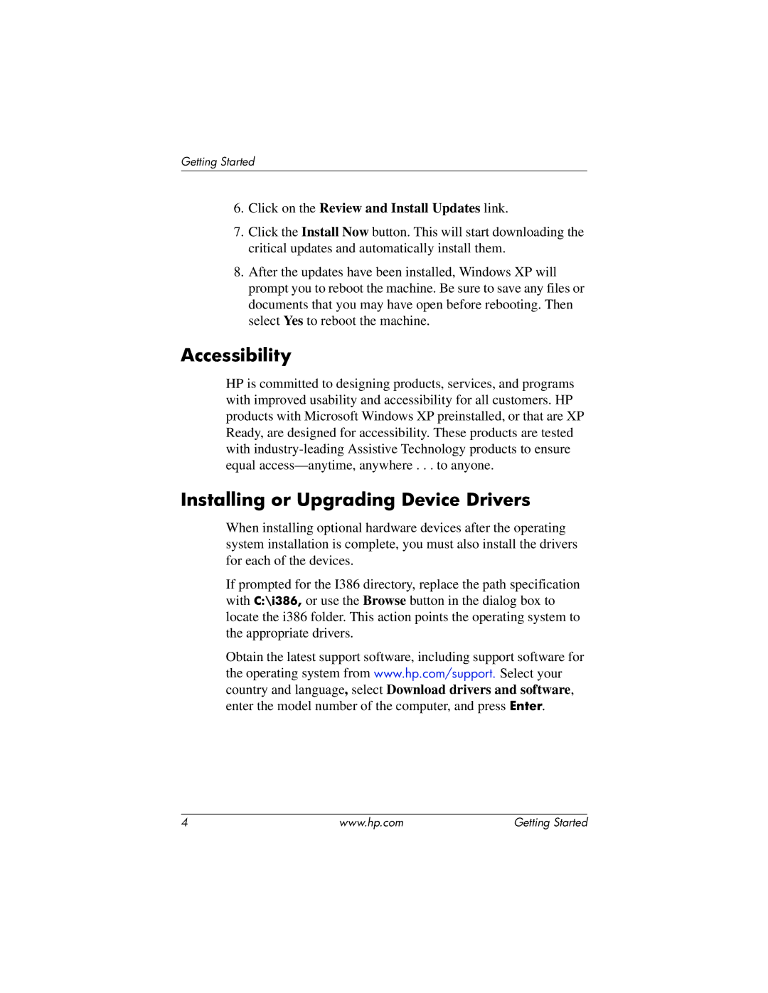 HP Blade Client manual Accessibility, Installing or Upgrading Device Drivers 