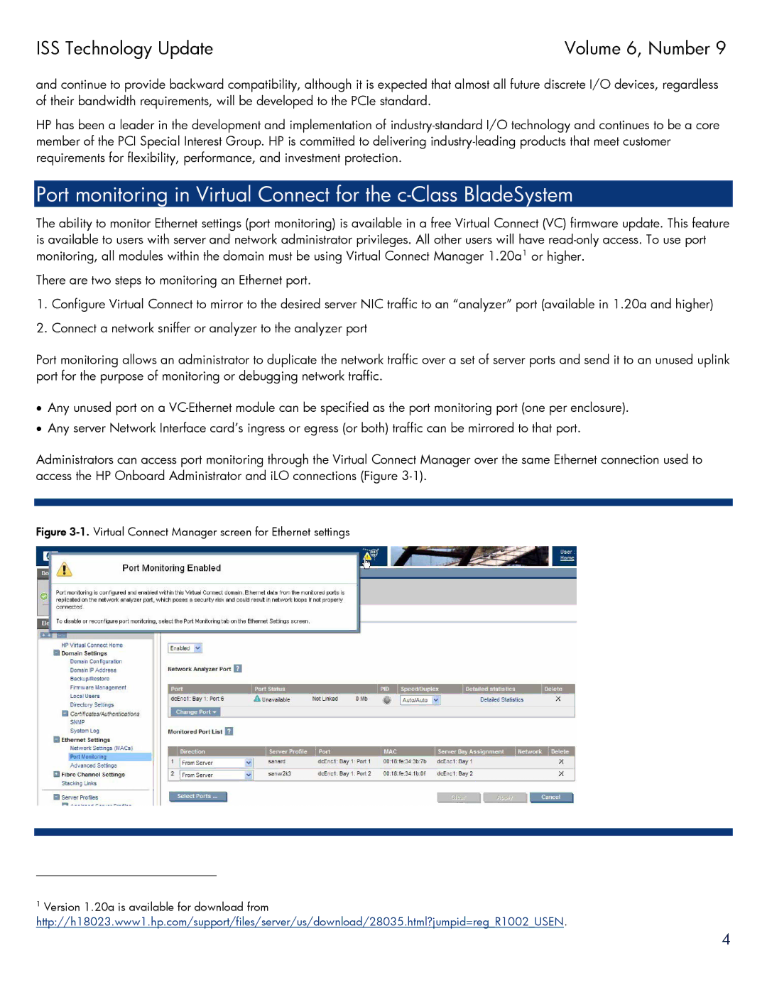 HP blade xw460c blade manual Virtual Connect Manager screen for Ethernet settings 