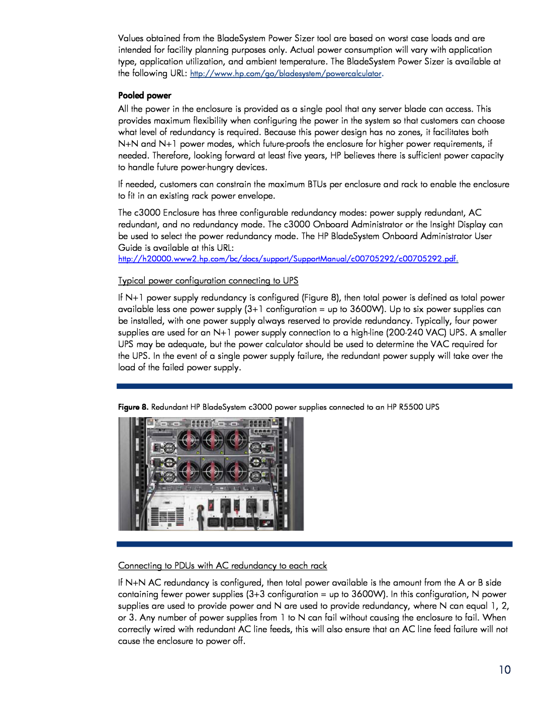 HP BladeSystem Enclosure technologies manual Pooled power 
