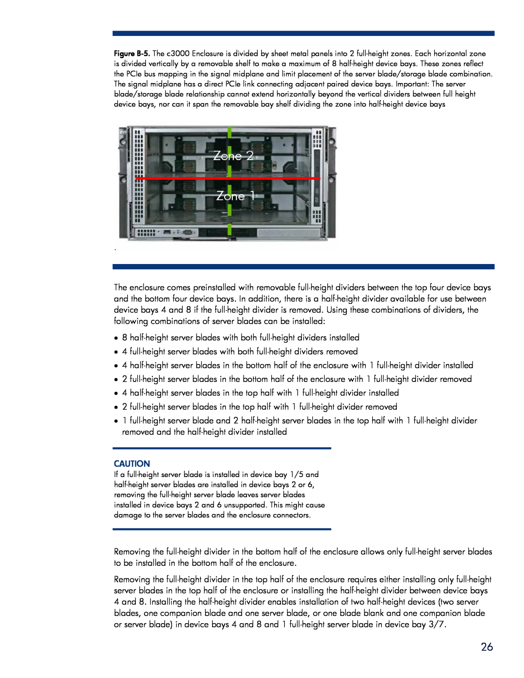 HP BladeSystem Enclosure technologies manual half-height server blades with both full-height dividers installed 