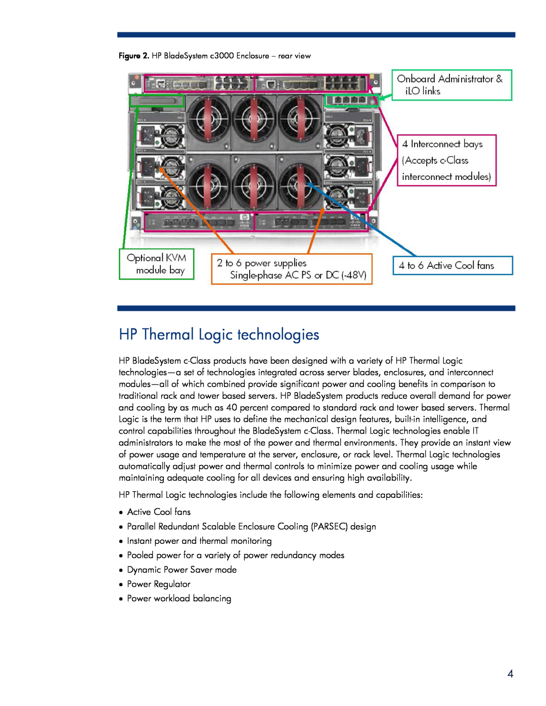 HP BladeSystem Enclosure technologies manual HP Thermal Logic technologies 