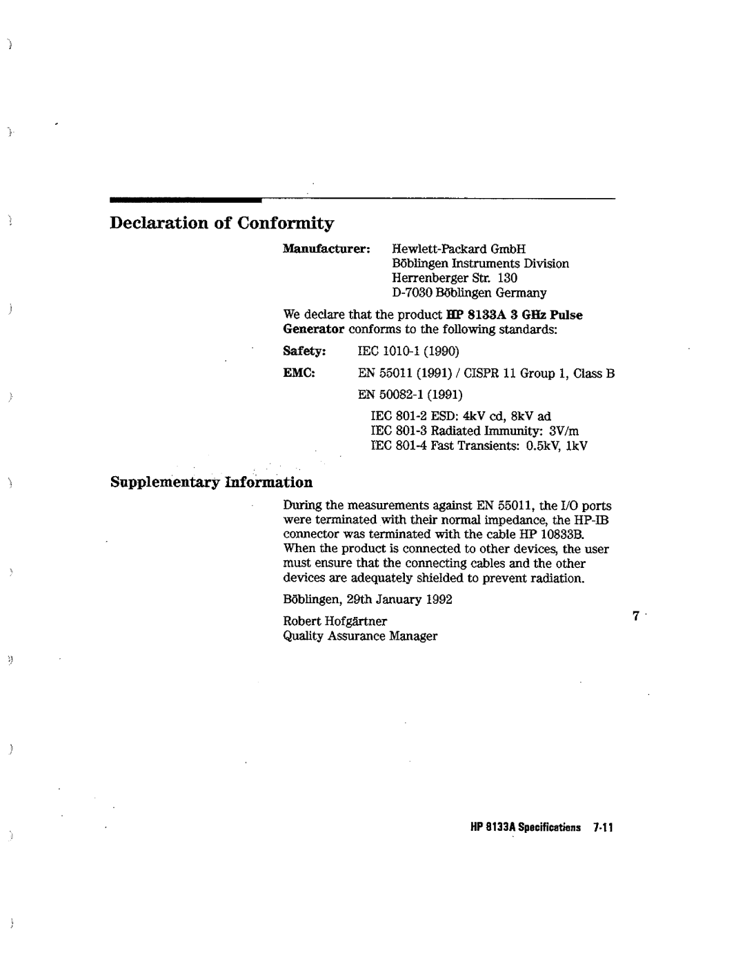 HP Blood Pressure s133a manual 