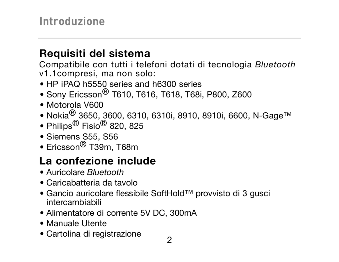 HP Bluetooth Hands-Free Headset F8T061ea manual Introduzione, Requisiti del sistema, La confezione include 