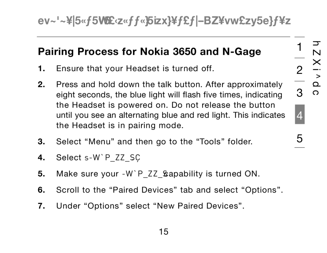 HP Bluetooth Hands-Free Headset F8T061ea manual Pairing Process for Nokia 3650 and N-Gage, Select Bluetooth 