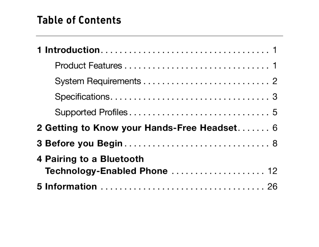 HP Bluetooth Hands-Free Headset F8T061ea manual Table of Contents 