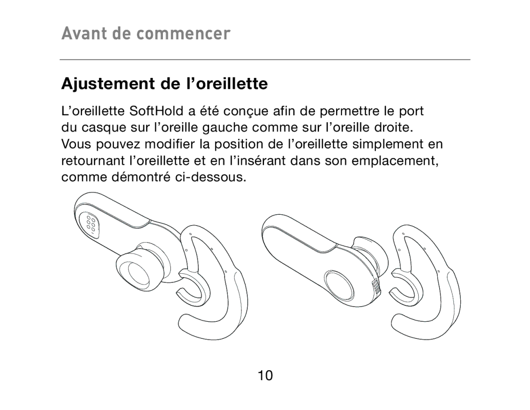 HP Bluetooth Hands-Free Headset F8T061ea manual Ajustement de l’oreillette 