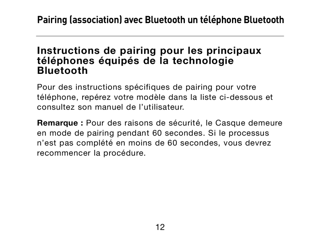 HP Bluetooth Hands-Free Headset F8T061ea manual Pairing association avec Bluetooth un téléphone Bluetooth 