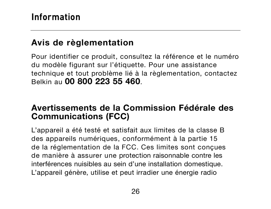 HP Bluetooth Hands-Free Headset F8T061ea manual Information, Avis de règlementation 