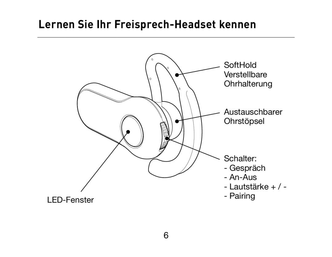 HP Bluetooth Hands-Free Headset F8T061ea manual Lernen Sie Ihr Freisprech-Headset kennen 