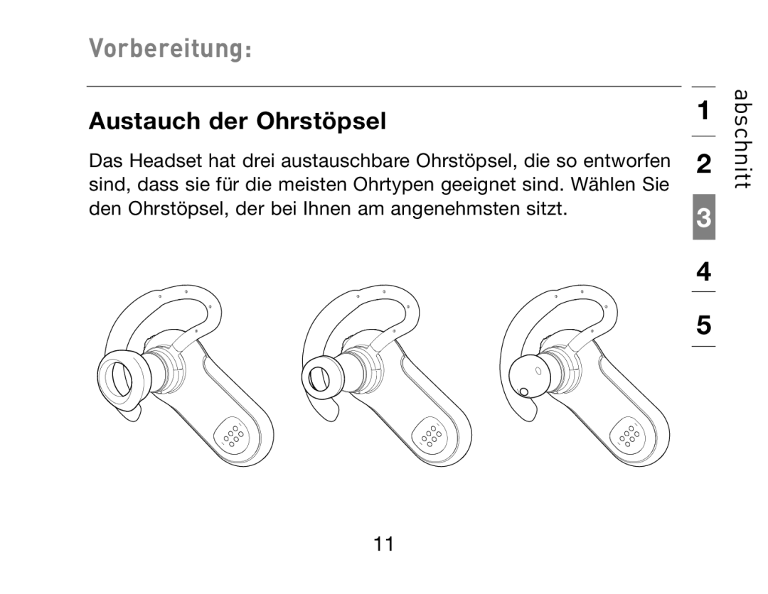 HP Bluetooth Hands-Free Headset F8T061ea manual Austauch der Ohrstöpsel 