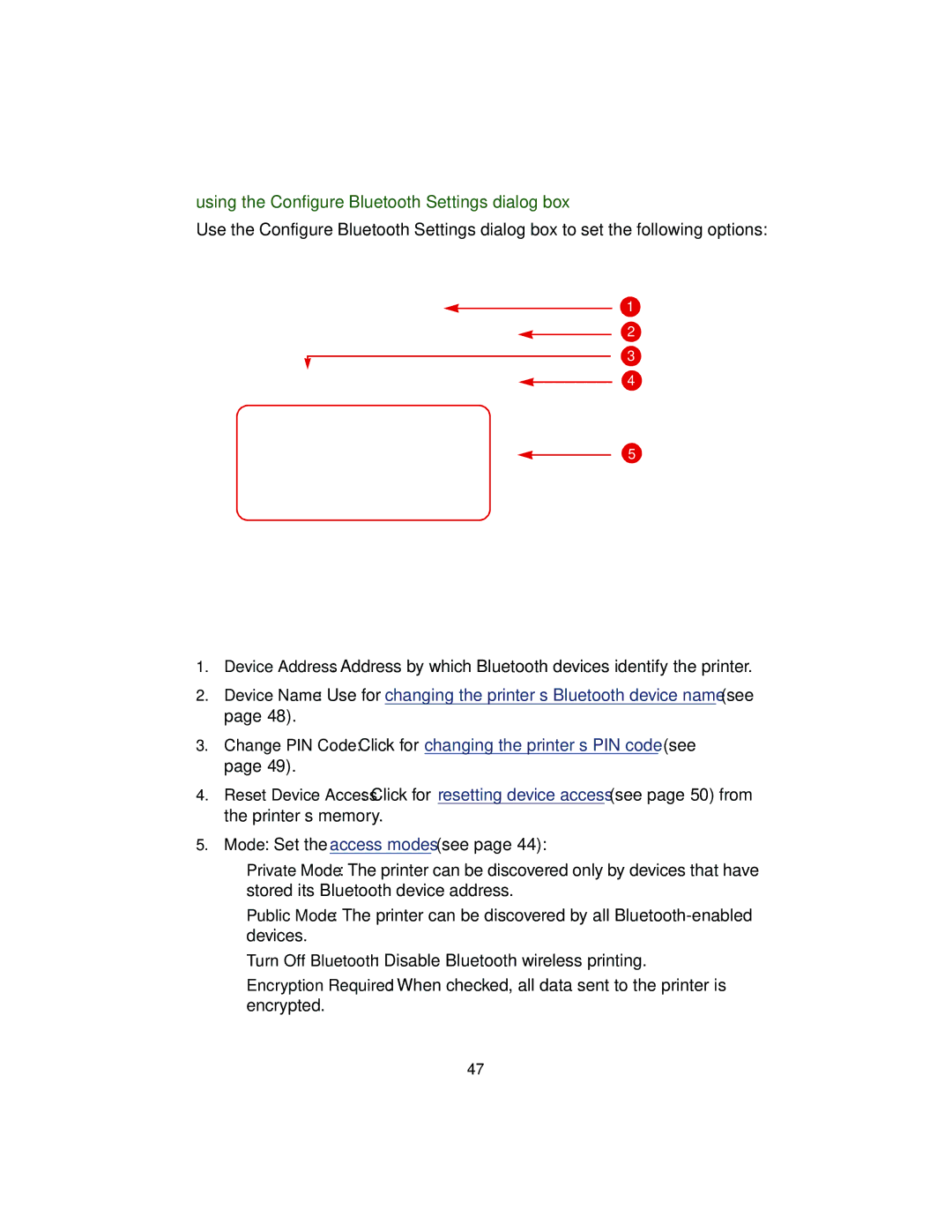 HP Bluetooth printing 450 mobile 450 manual Using the Configure Bluetooth Settings dialog box 