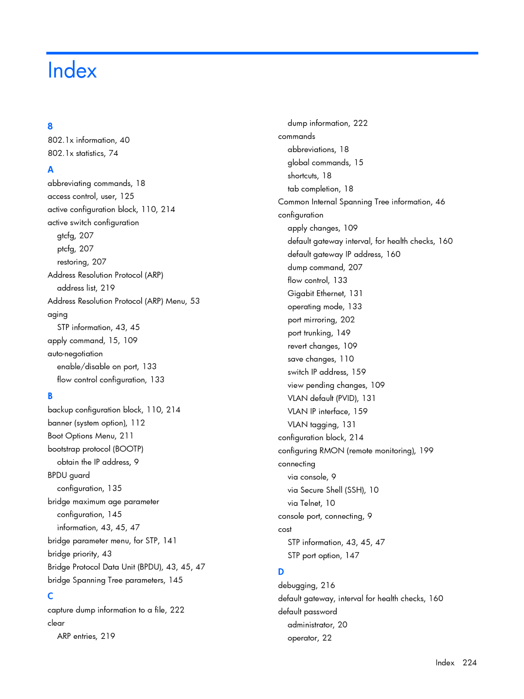 HP BMD00022 manual Index 