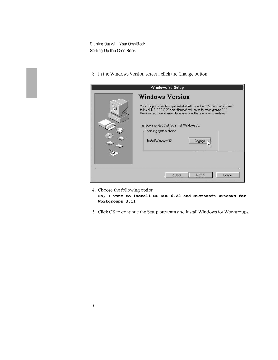 HP Book 2000/5700 manual Starting Out with Your OmniBook Setting Up the OmniBook 