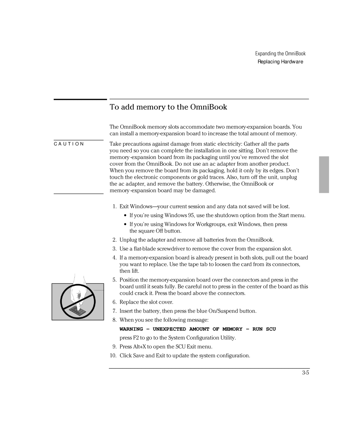 HP Book 2000/5700 manual To add memory to the OmniBook 