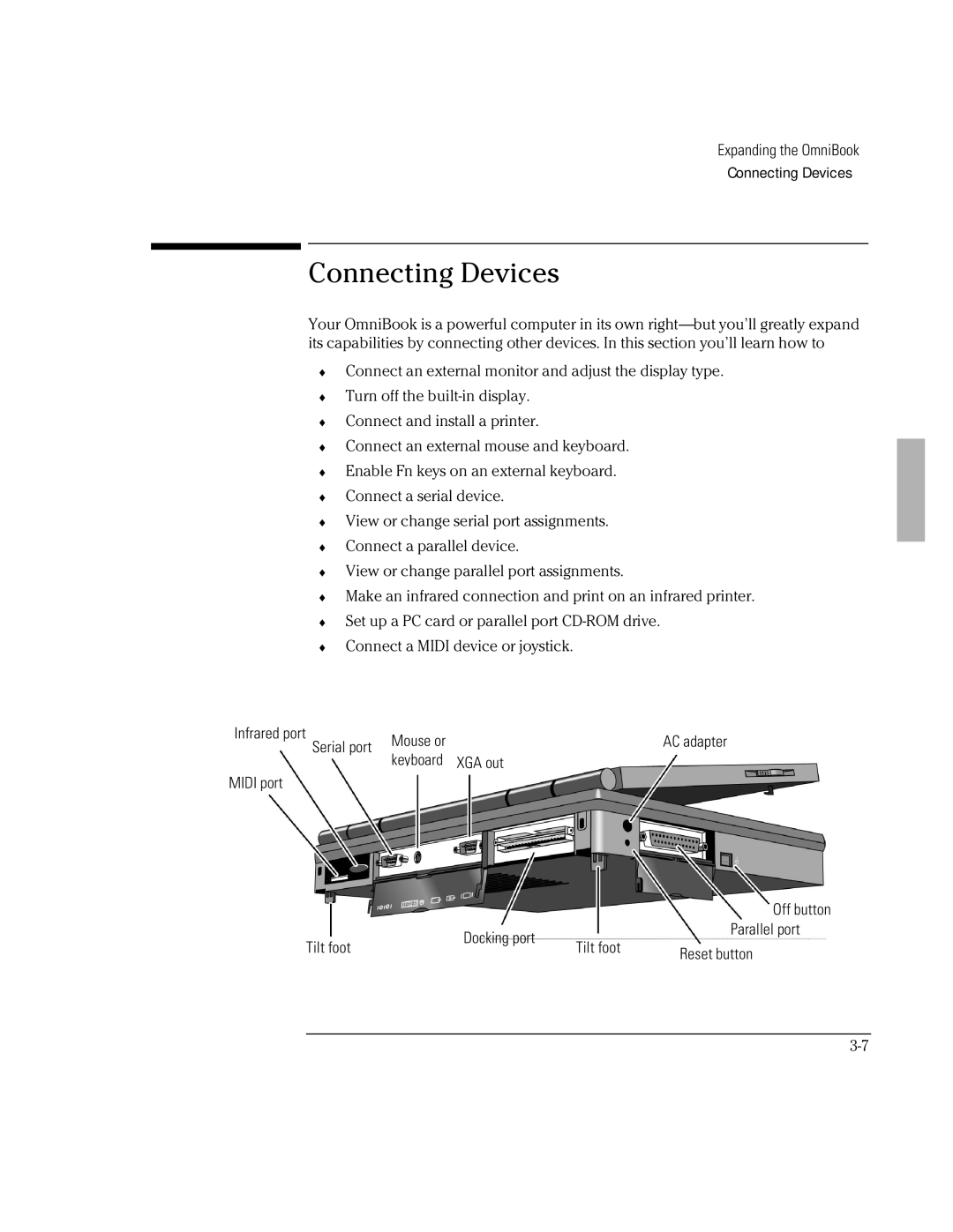 HP Book 2000/5700 manual Connecting Devices 