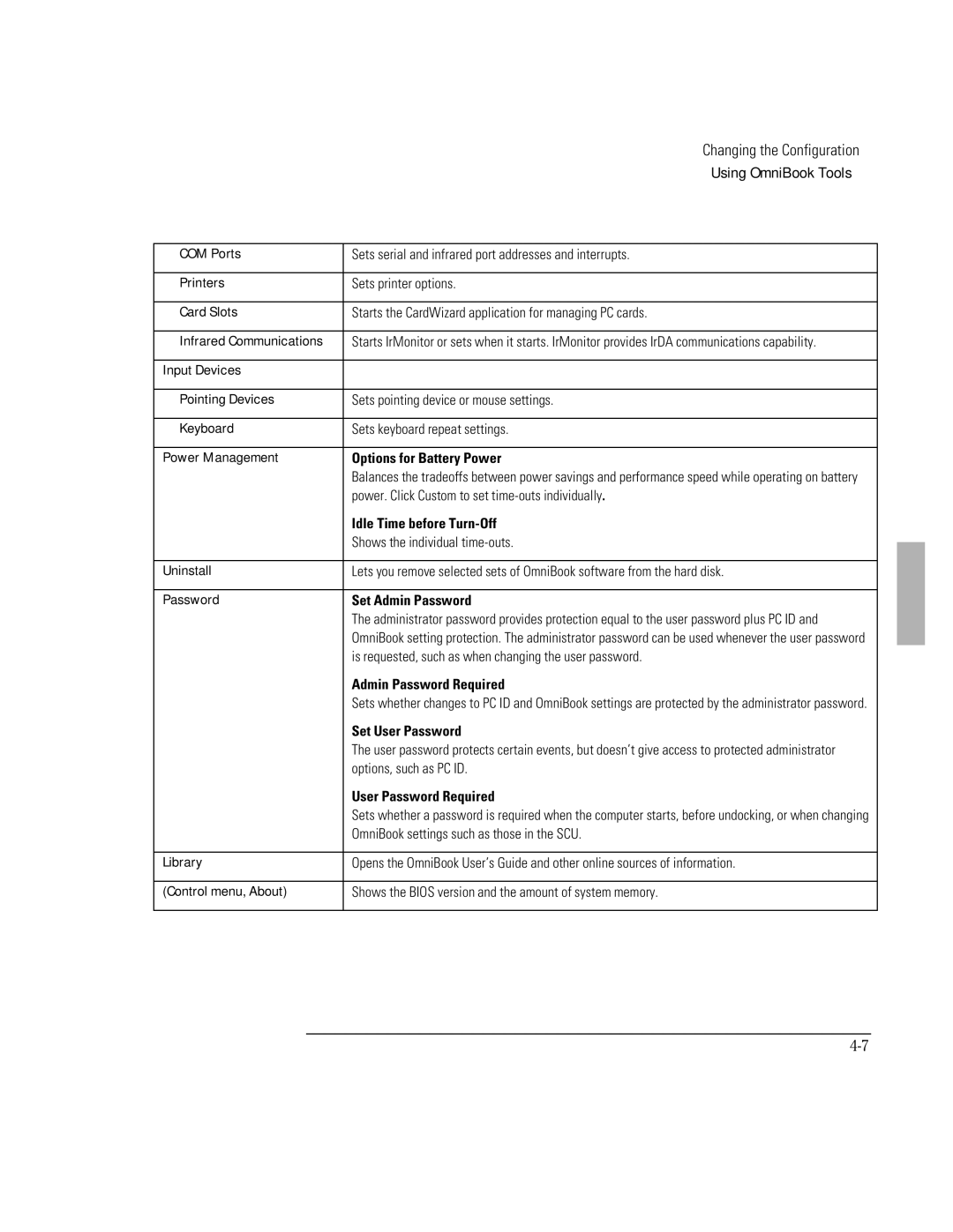 HP Book 2000/5700 manual Options for Battery Power 