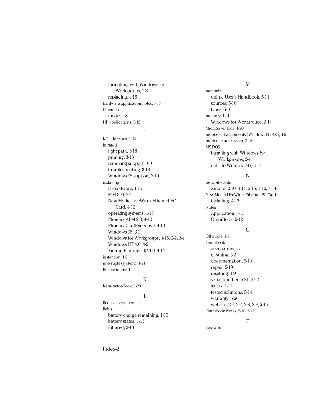 HP BOOK 3000 manual Index-2 