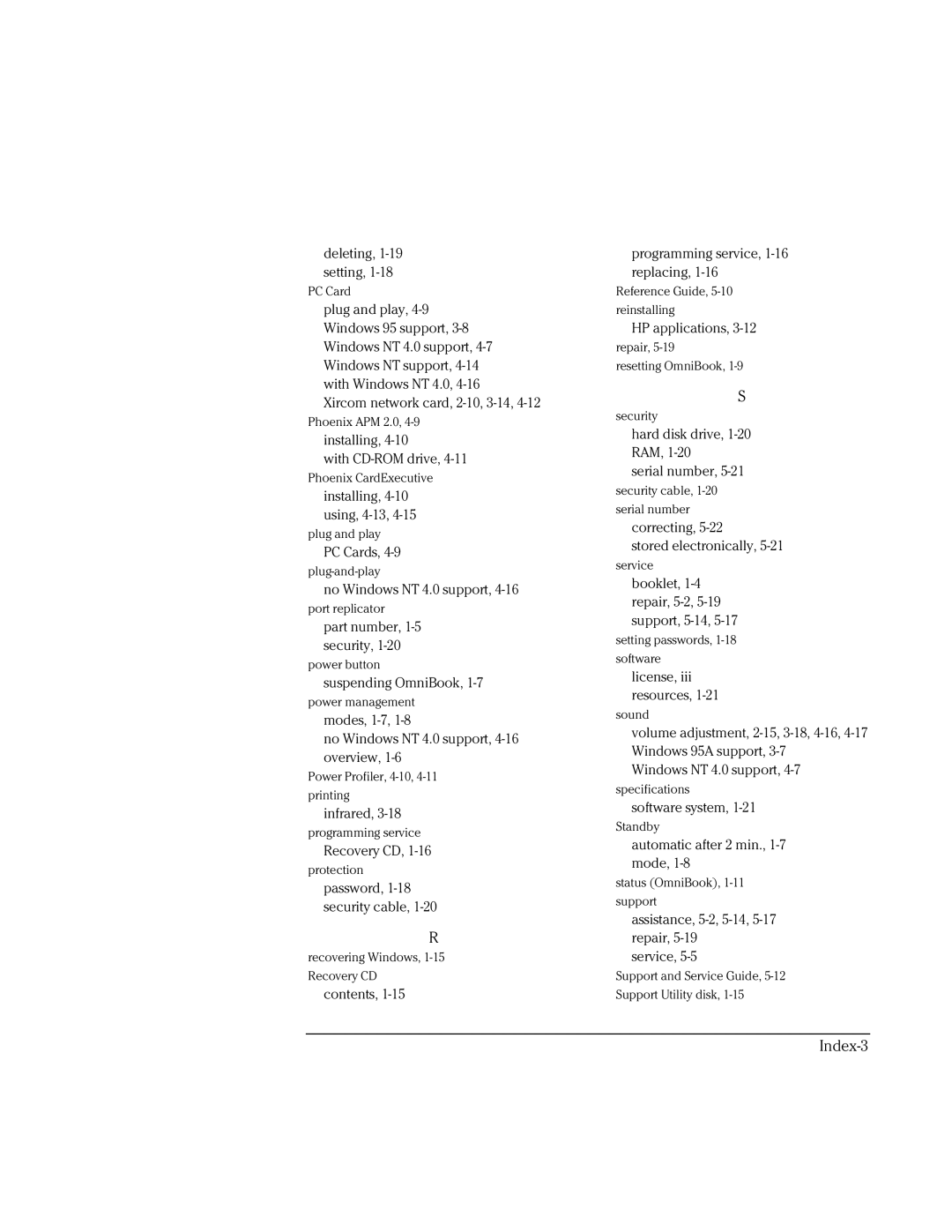 HP BOOK 3000 manual Index-3 