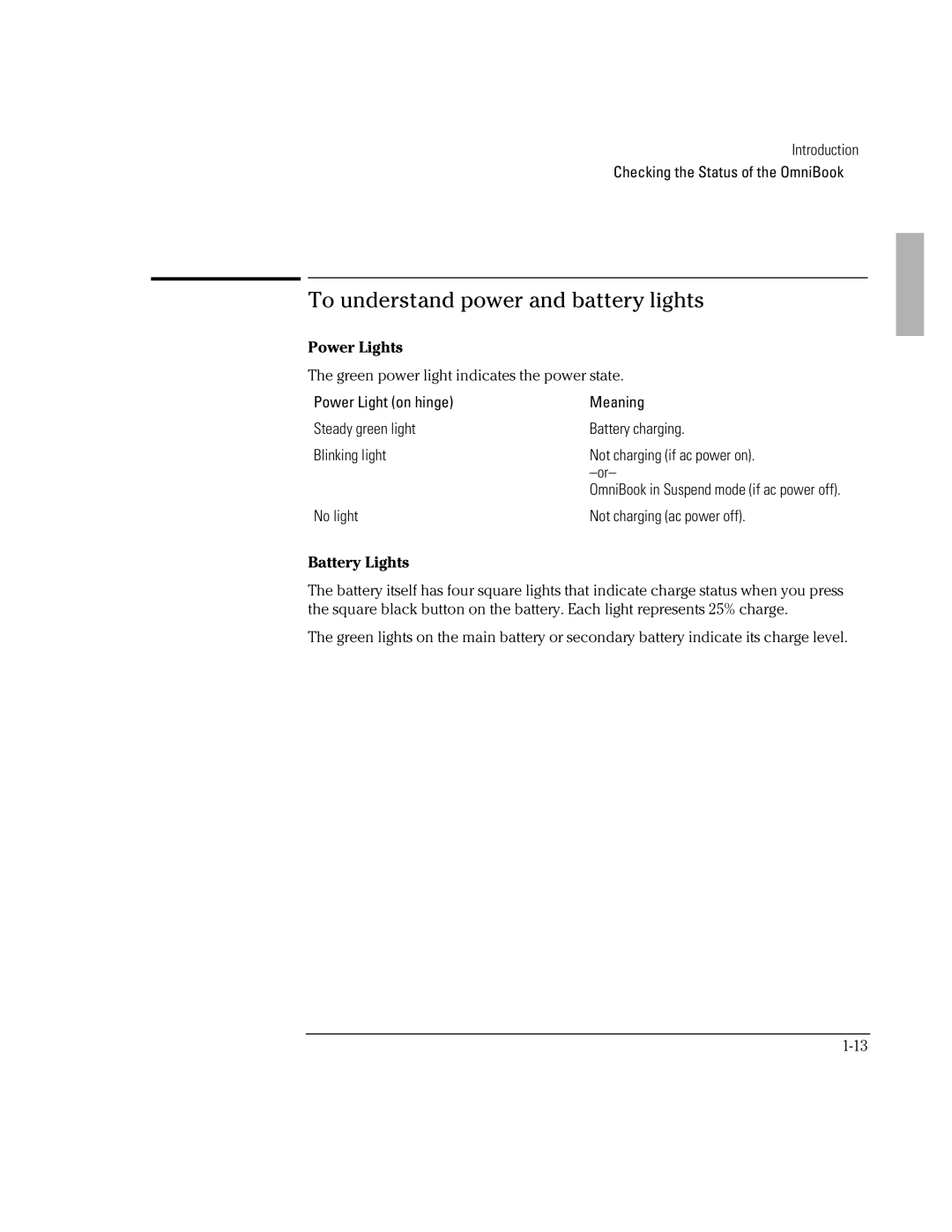 HP BOOK 3000 manual To understand power and battery lights, Power Lights, Battery Lights 