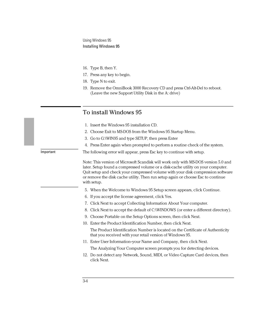 HP BOOK 3000 manual To install Windows 