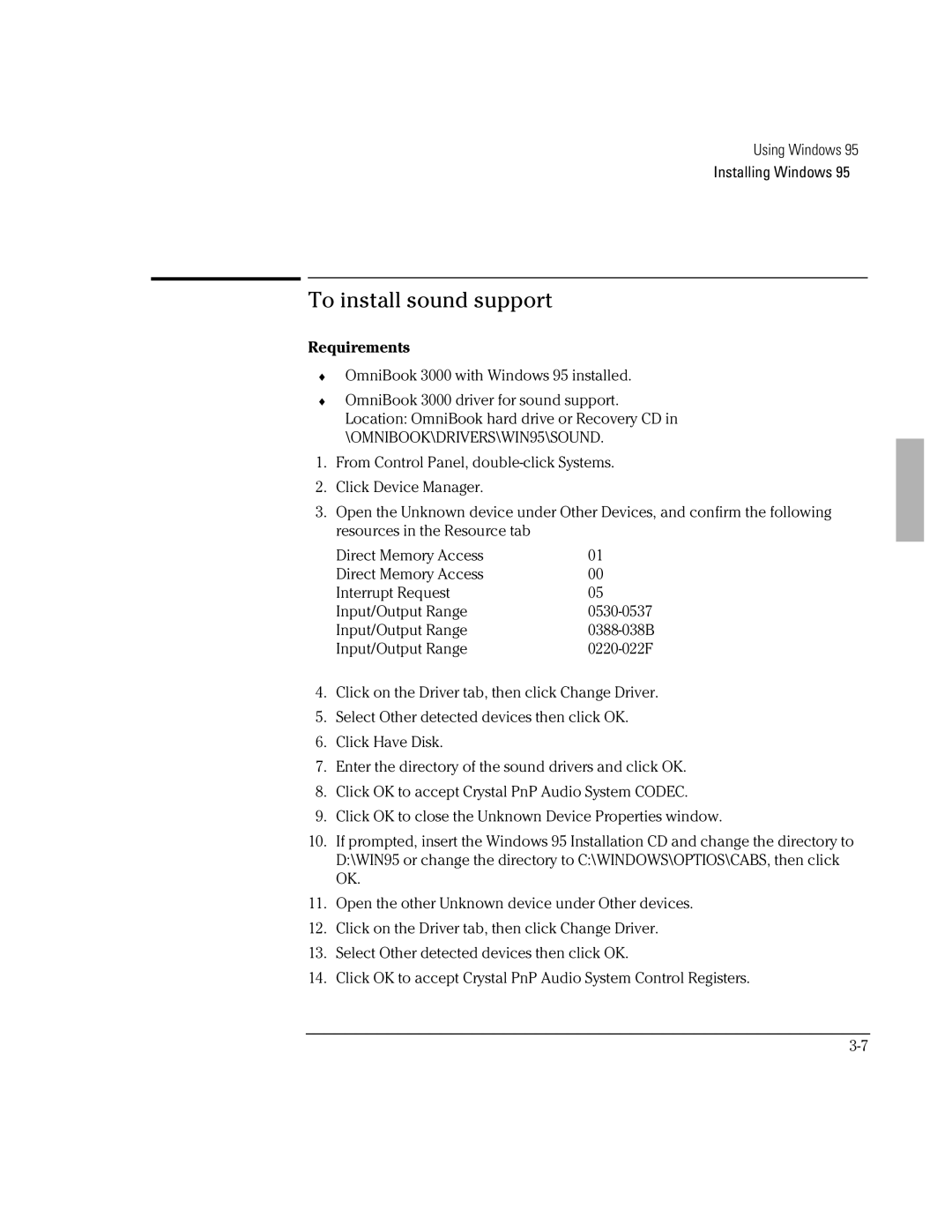 HP BOOK 3000 manual To install sound support 