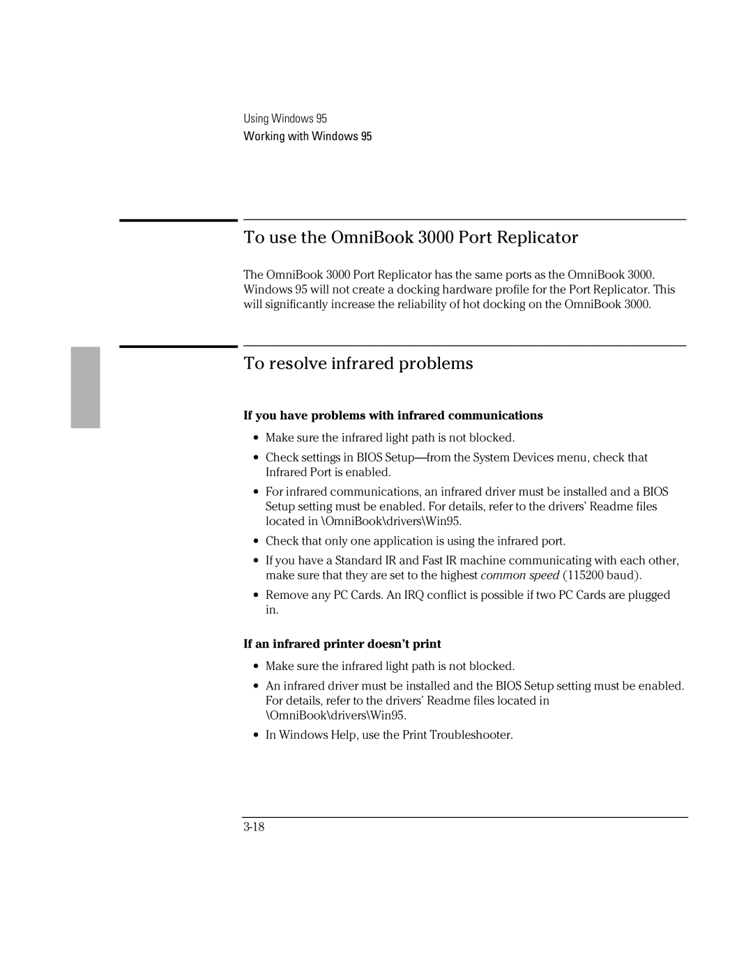 HP BOOK 3000 manual To resolve infrared problems, If you have problems with infrared communications 