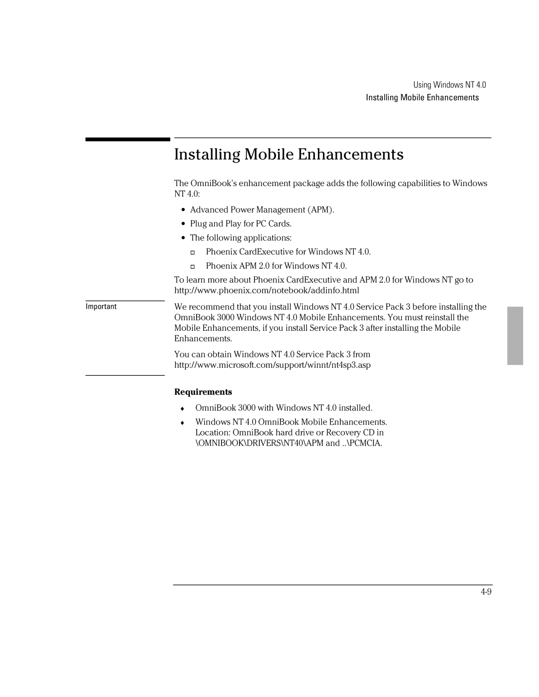 HP BOOK 3000 manual Installing Mobile Enhancements 