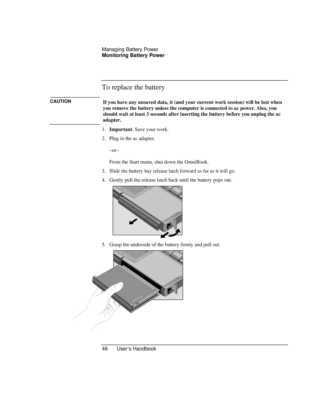 HP Book 4150 manual To replace the battery, Adapter 